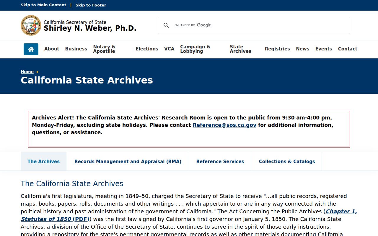 Brentwood city directory California State Archives research access