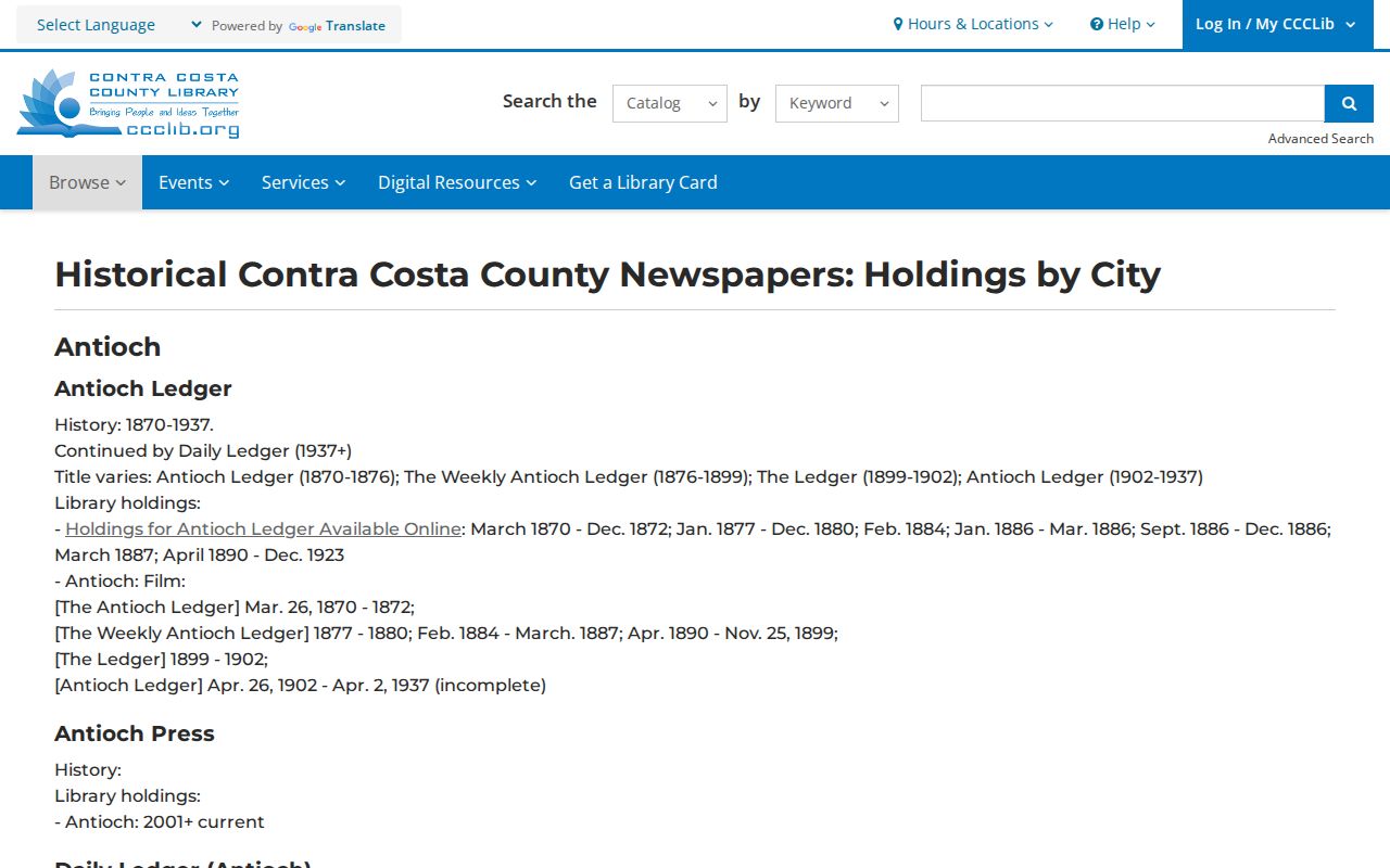 Brentwood city directory historical newspaper holdings reference