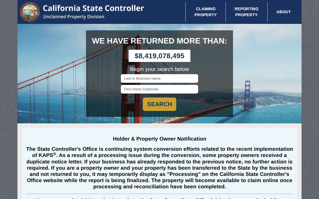 Brentwood resident lookup California unclaimed property search