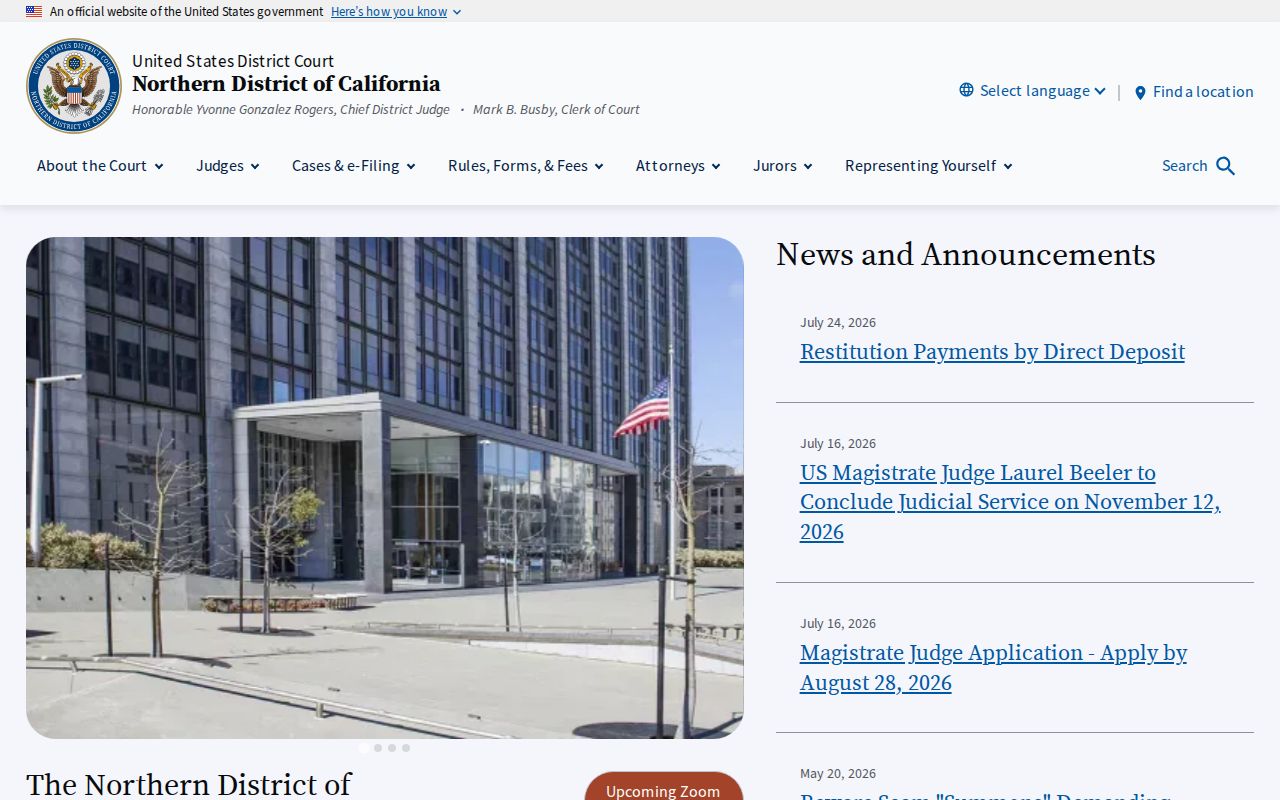 Brentwood resident lookup Northern District federal court access